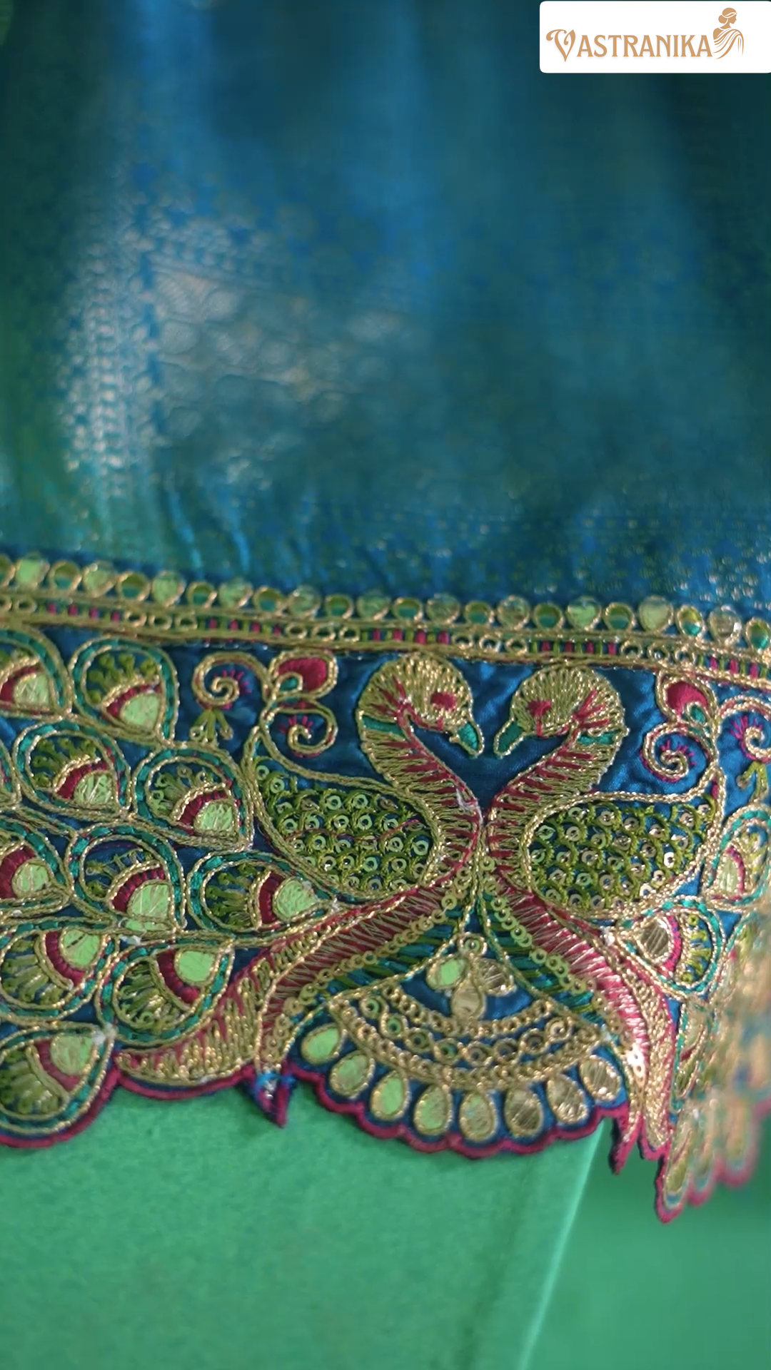 Royal Blue Pure Dola Silk Saree with Contrast Embroidered Blouse & Designer Belt – RajKanya 11513| Vastranika