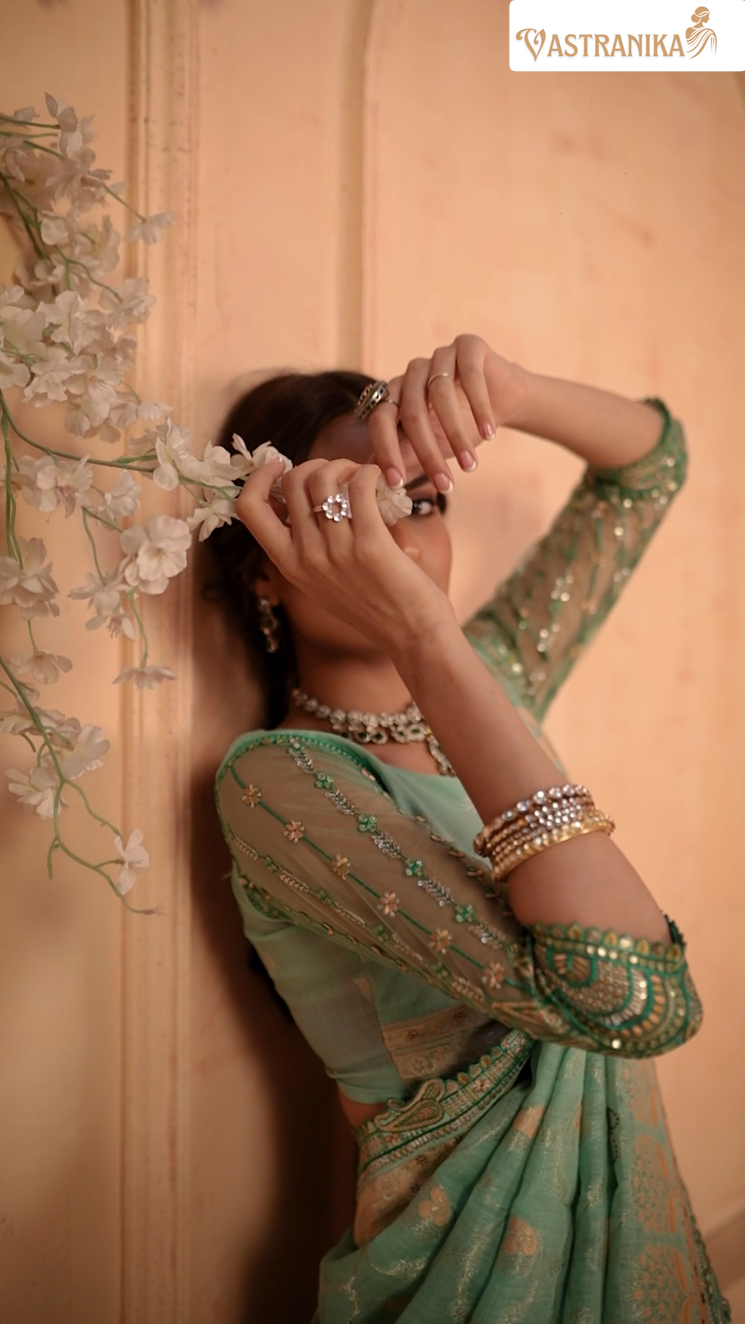 VASTRANIKA Presents: SRIVALLI Collection - Exquisite Mint Green Khadi Silk Saree with Masterpiece Embroidery