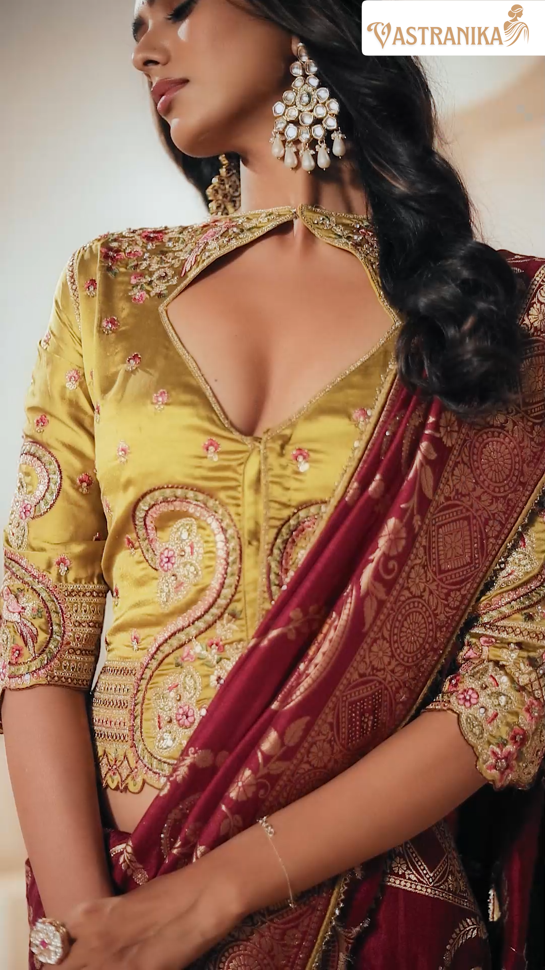 Majestic Wine Dola Silk Saree with Antique Zari Weaving & Designer Blouse 5505 Vastranika
