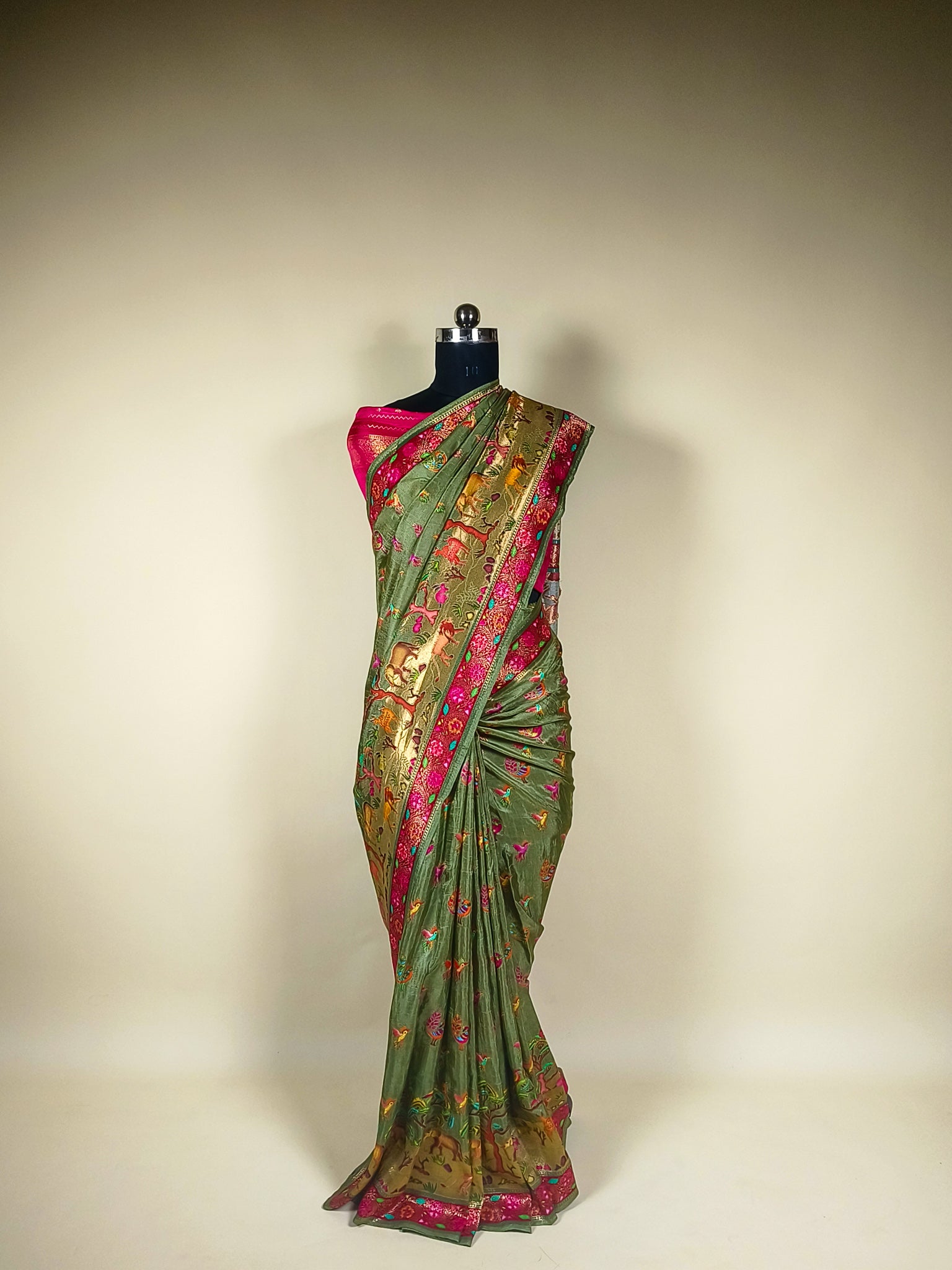 Pista Green Pure Silk Saree