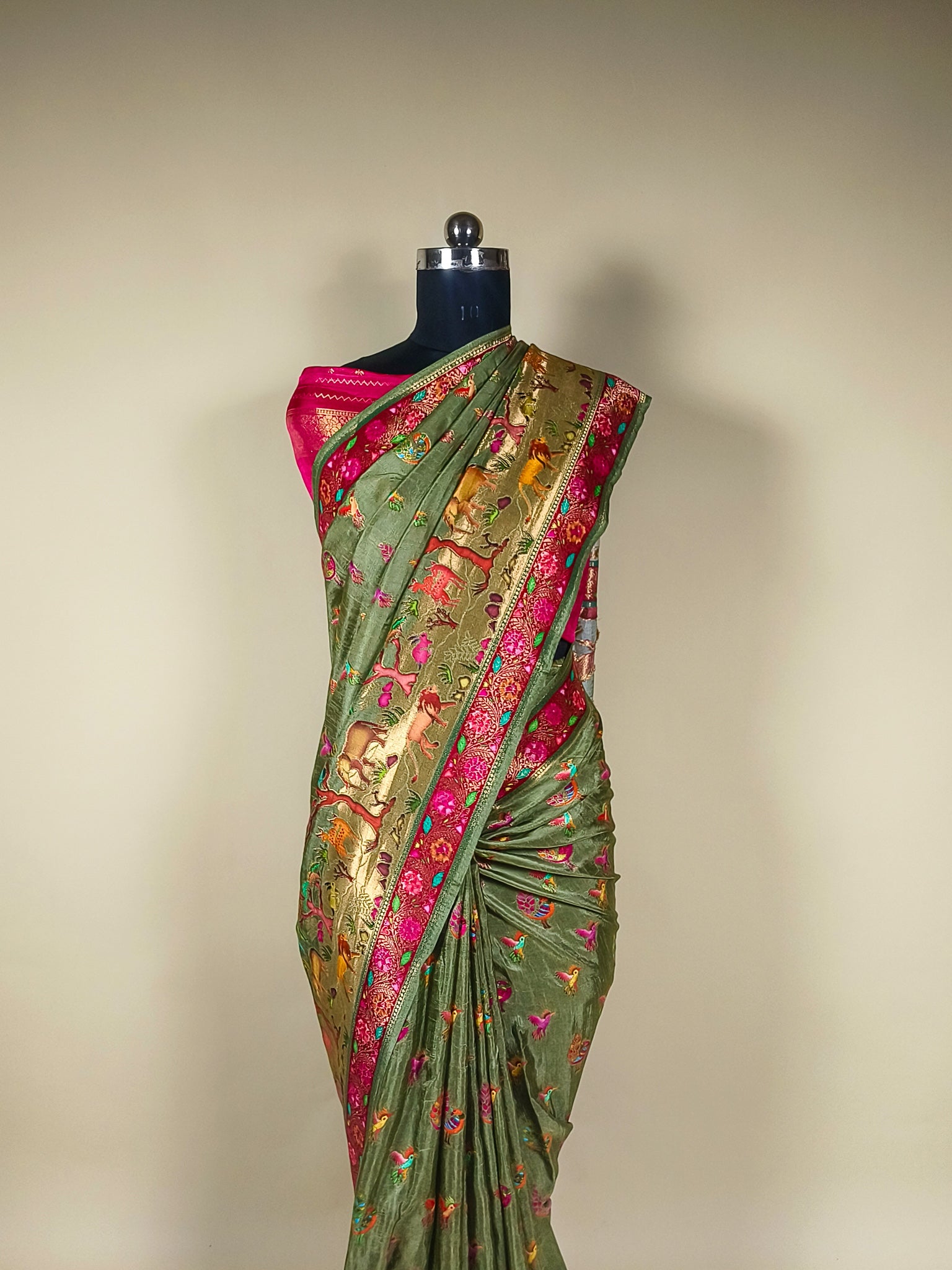 Pista Green Pure Silk Saree