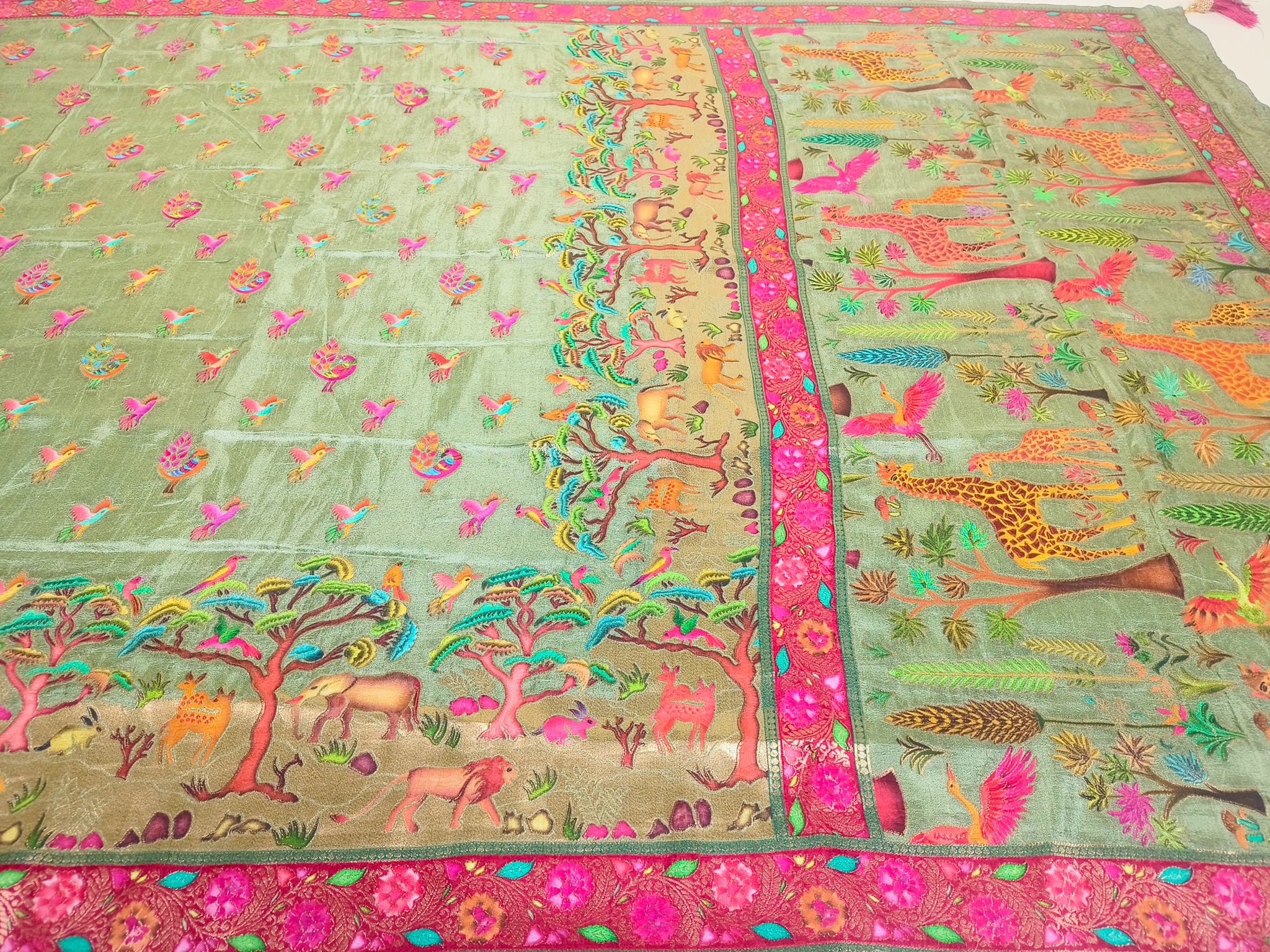 Pista Green Pure Silk Saree