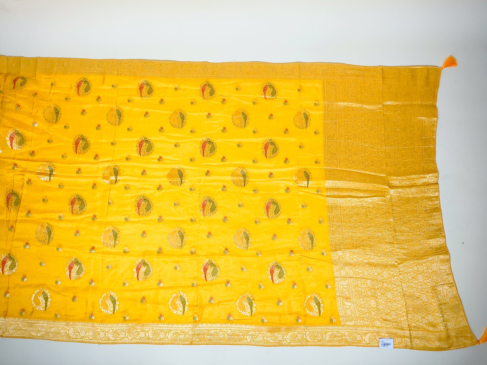 Lemon Yellow Pure Dola Silk Saree