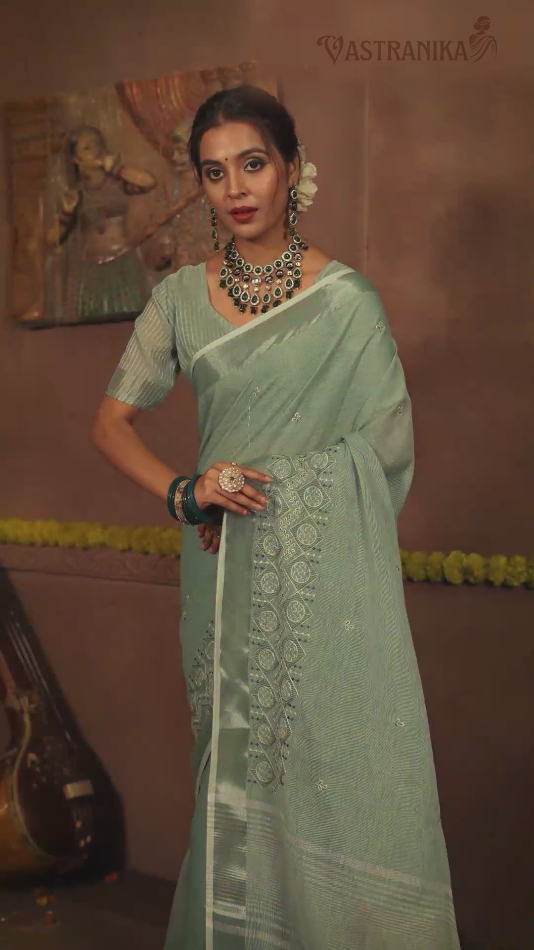 Sea Green Cotton Liliyan Saree