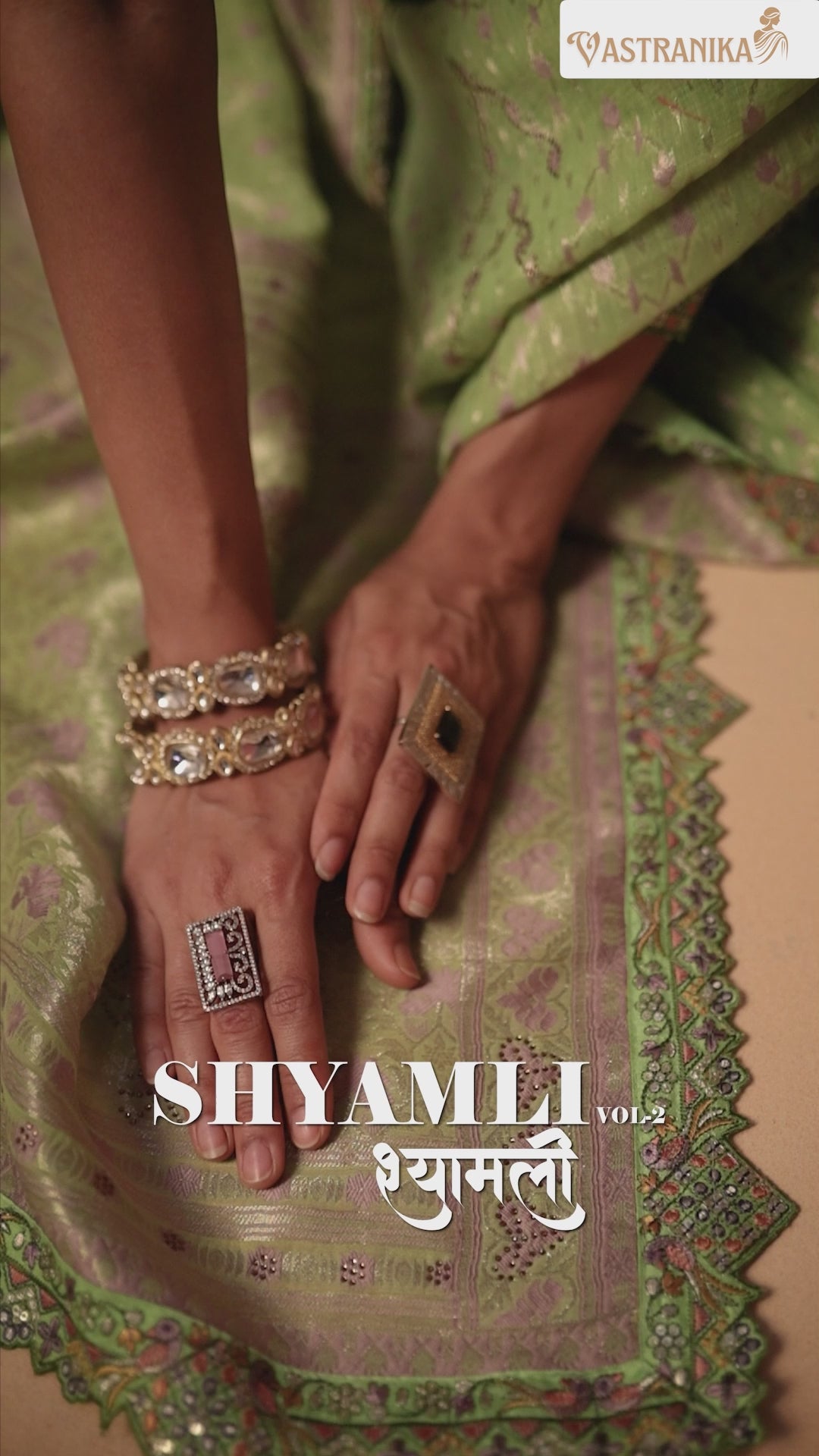 Pastel Pistachio Green Khadi Silk Saree with Heavy Embroidered Border & Blouse – Srivalli Collection | Vastranika