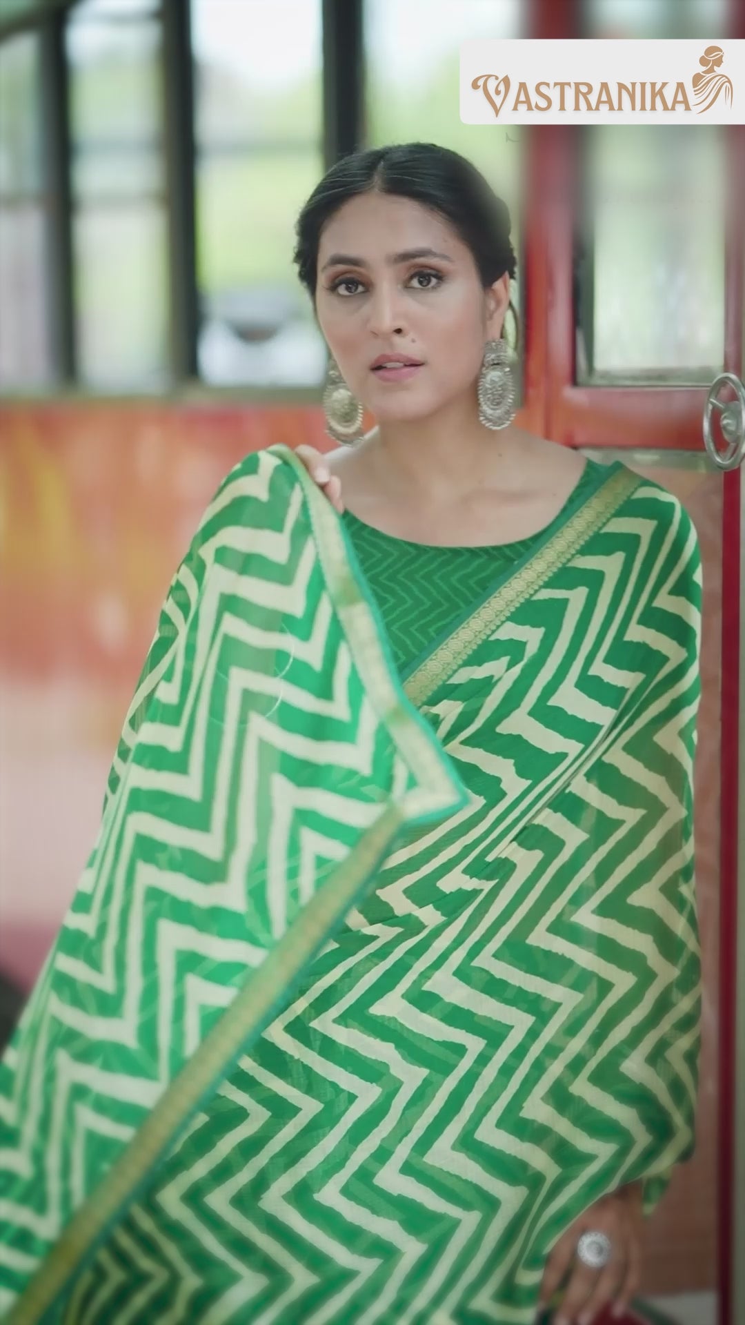 Vastranika Exclusive 45042 Vibrant Green Pure Moss Crepe Sawan Saree