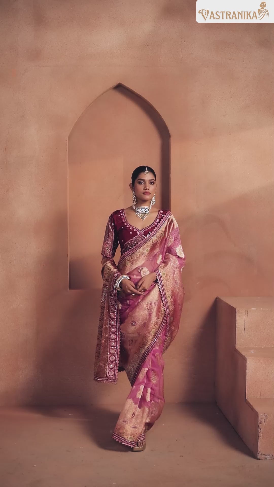 Vastranika Mauve Tissue Silk Saree with Dual Blouse