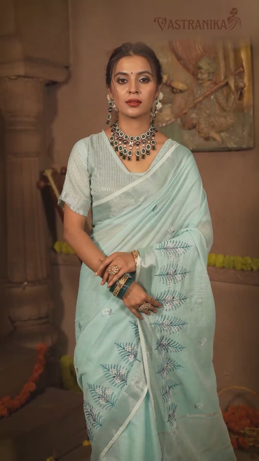 Light Firozi Cotton Liliyan Saree